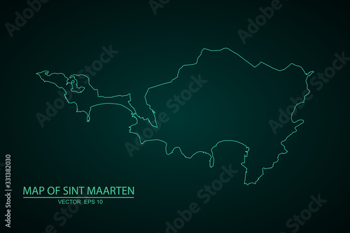 Map blue of Sint Maarten, High detailed blue vector map – Sint Maarten map. - Vector