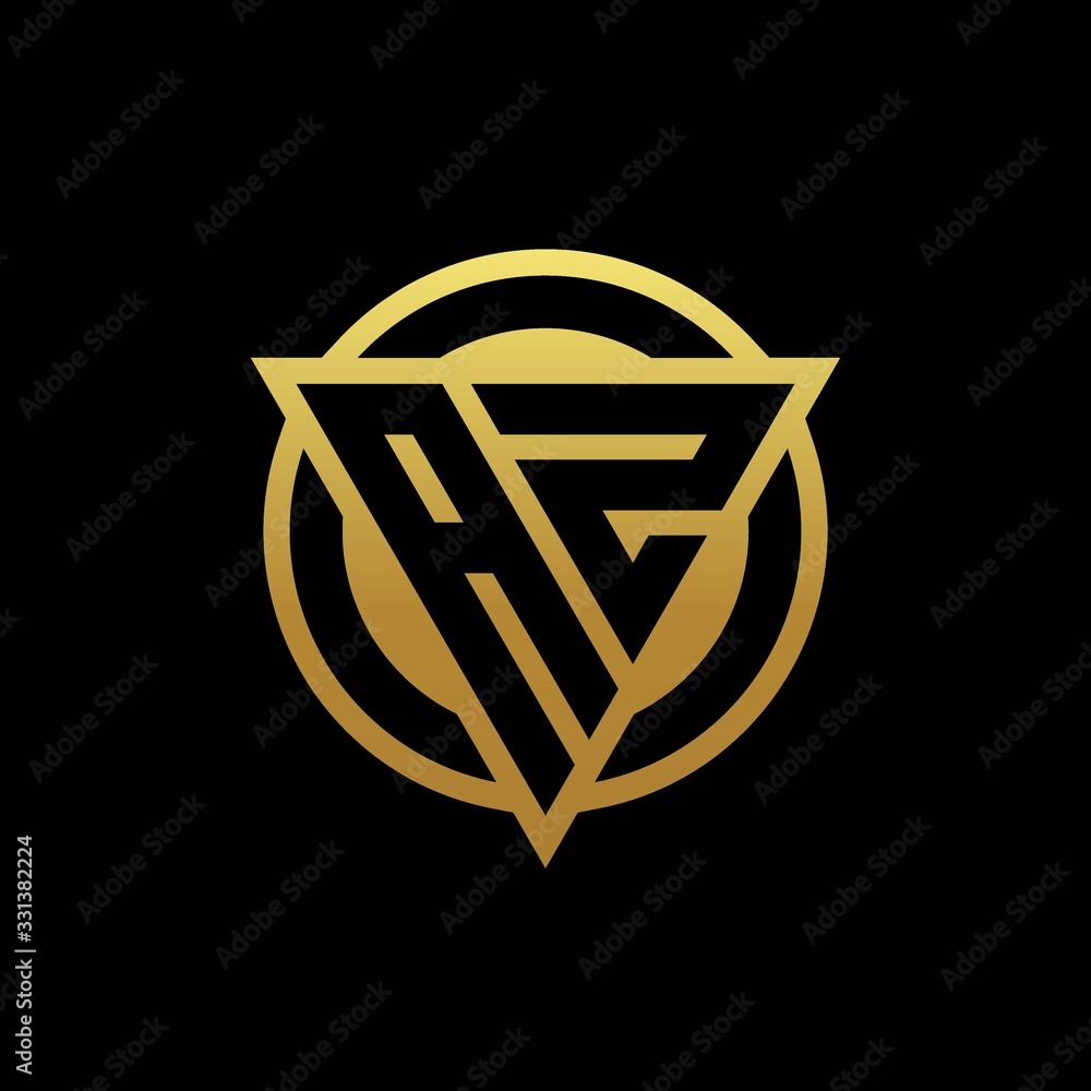 AZ logo monogram with triangle shape and circle rounded isolated on gold colors AZ logo monogram with triangle shape and circle rounded isolated on gold colors