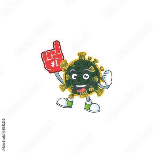 New coronavirus presented in cartoon character design with Foam finger