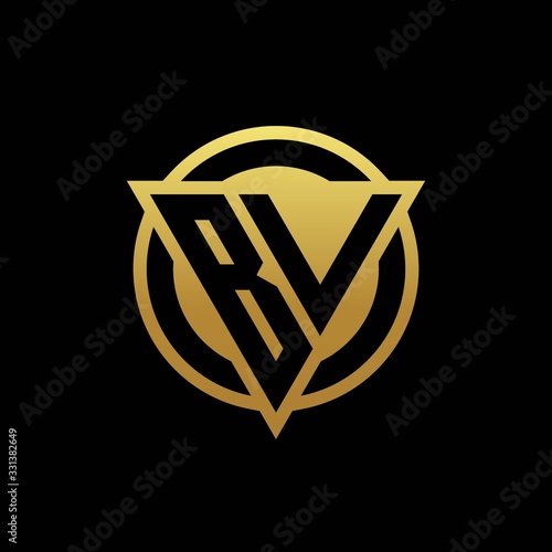 Fototapeta Naklejka Na Ścianę i Meble -  BA logo monogram with triangle shape and circle rounded isolated on gold colors