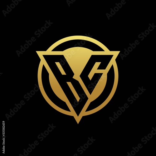 BC logo monogram with triangle shape and circle rounded isolated on gold colors