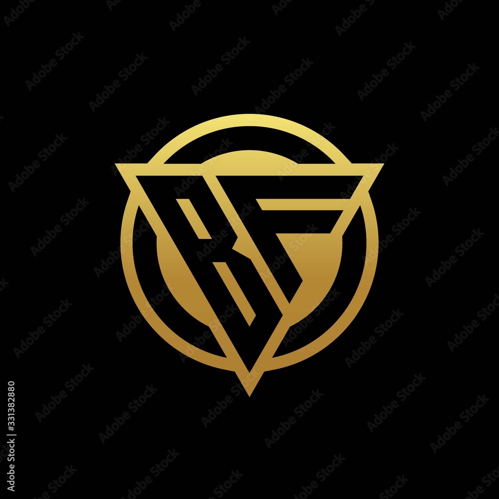 BF logo monogram with triangle shape and circle rounded isolated on gold colors BF logo monogram with triangle shape and circle rounded isolated on gold colors