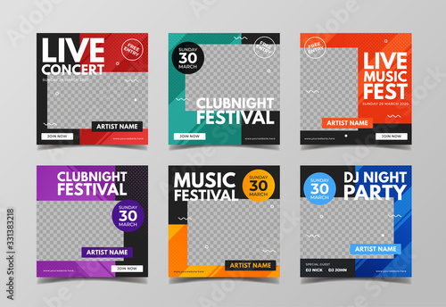 Music party banner for flyer and social media post template