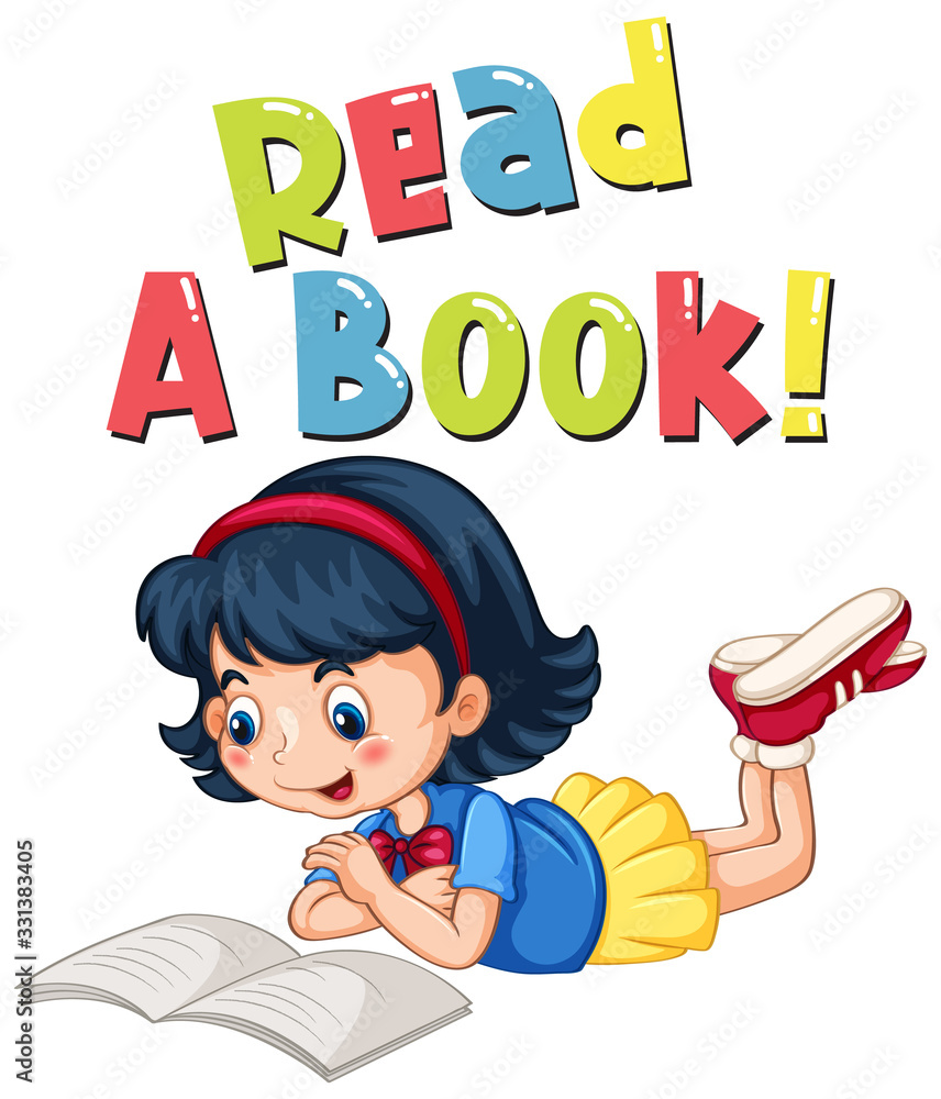 Font design for word read a book with girl reading Font design for word read a book with girl reading