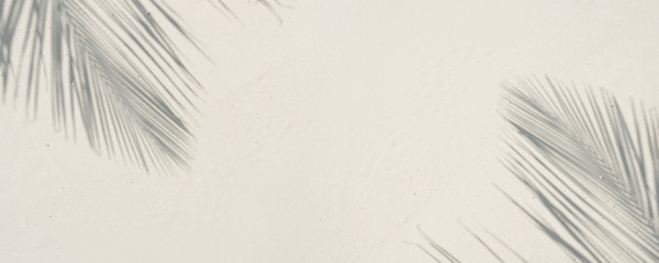 Palm leaf shadows on tropical sandy beach abstract background