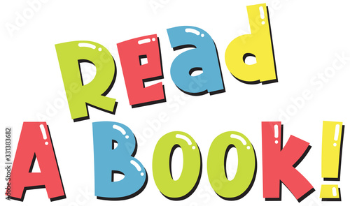 Font design for word read a book on white background