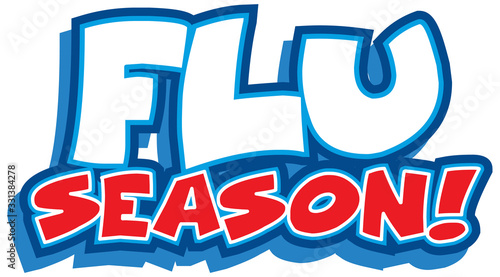 Font design for word flu season on white background
