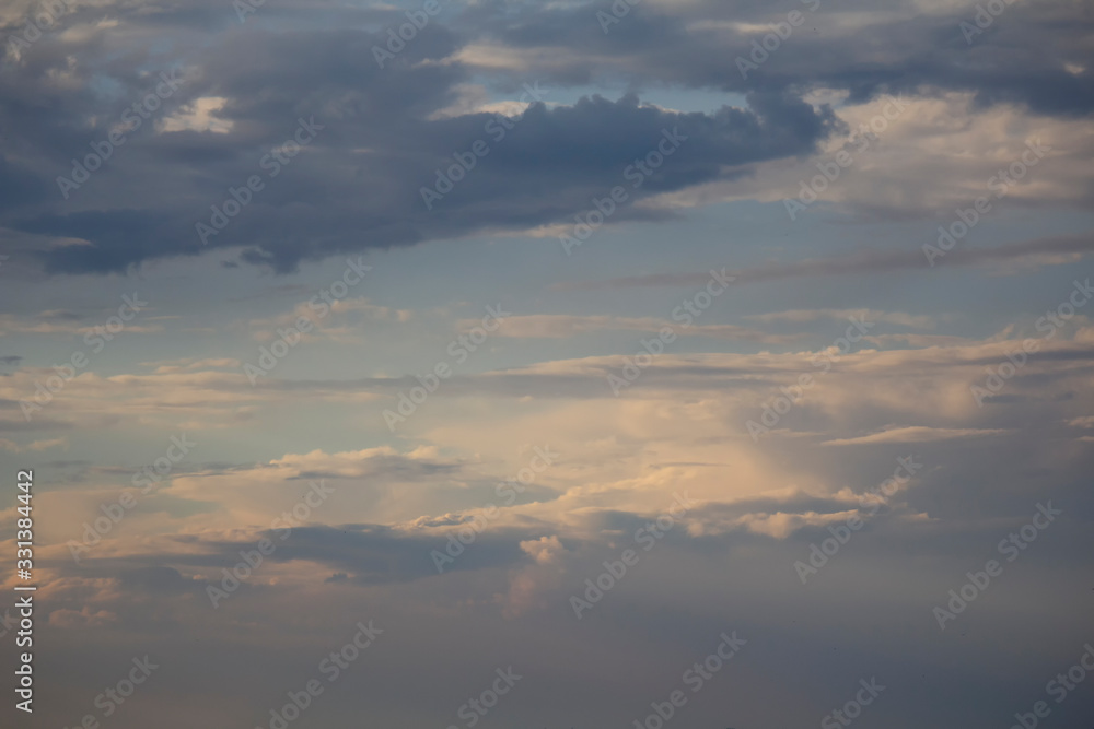 Beautiful romantic evening sky with clouds. Nature