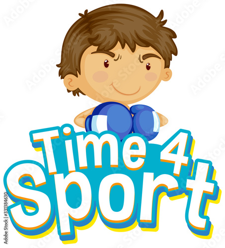 Font design for word time for sport with boy boxing