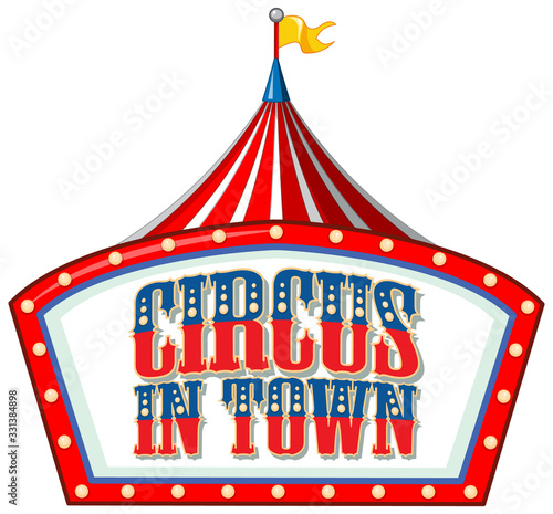 Font design for word circus in town with circus tent