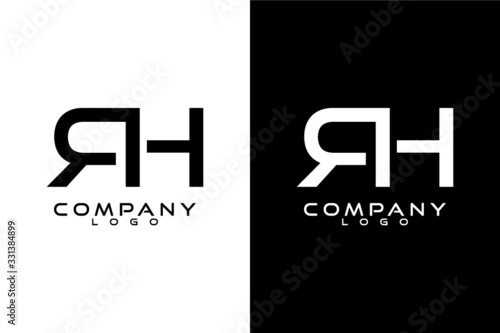 Letter RH, HR Logo Template Vector Design with black and white background 
