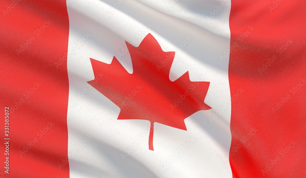 Waving national flag of Canada. Waved highly detailed close-up 3D render. Waving national flag of Canada. Waved highly detailed close-up 3D render.