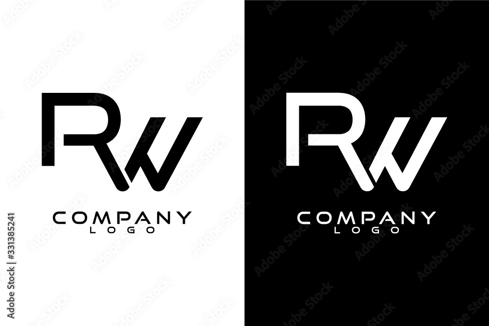Fototapeta premium Letter RW, WR Logo Template Vector Design with black and white background 