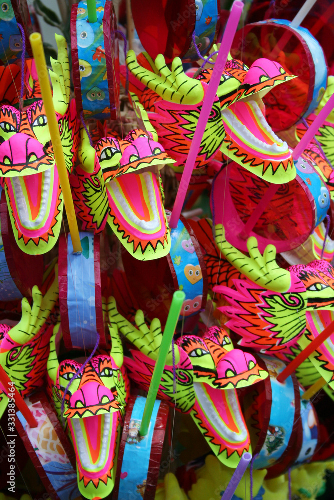 Chinese dragon paper handcraft for sale at the Chinese opera festival