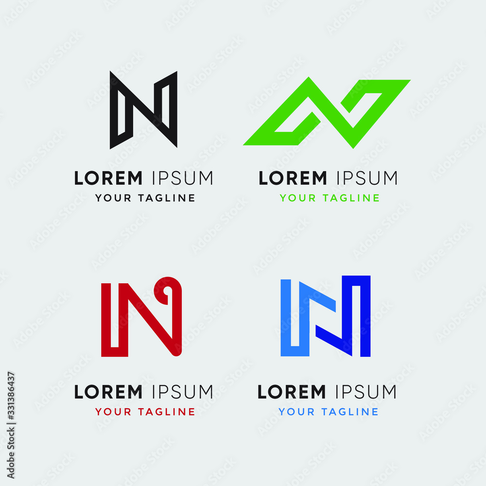 set collection letter N minimalist modern logo template set collection letter N minimalist modern logo template