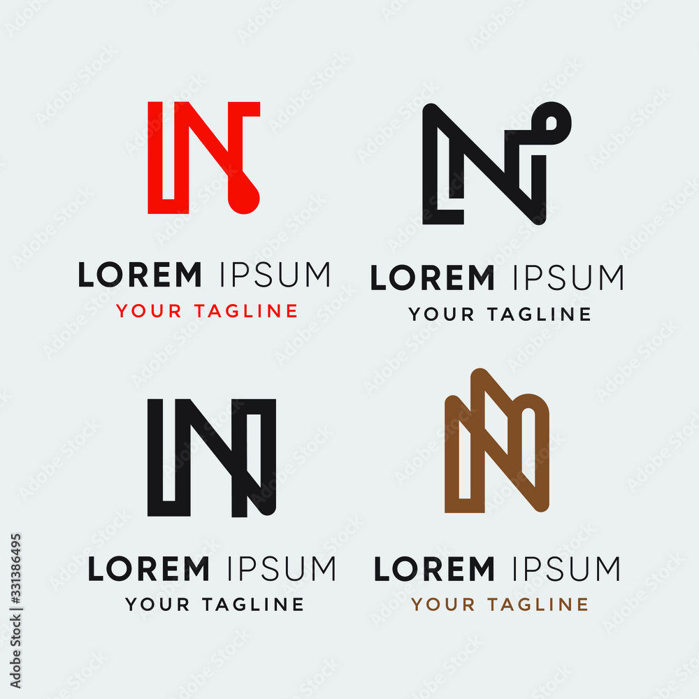 set collection letter N minimalist modern logo template