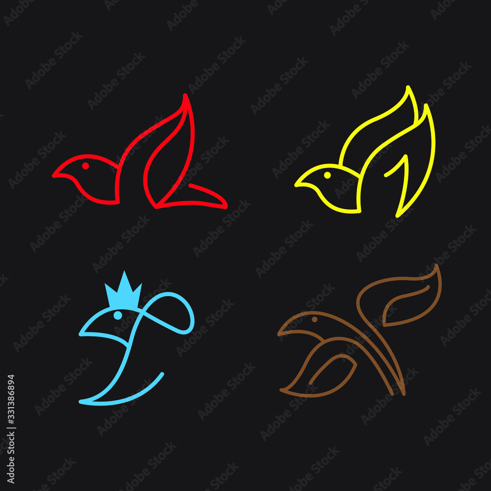 Obraz premium set collection flying bird minimalist modern logo template