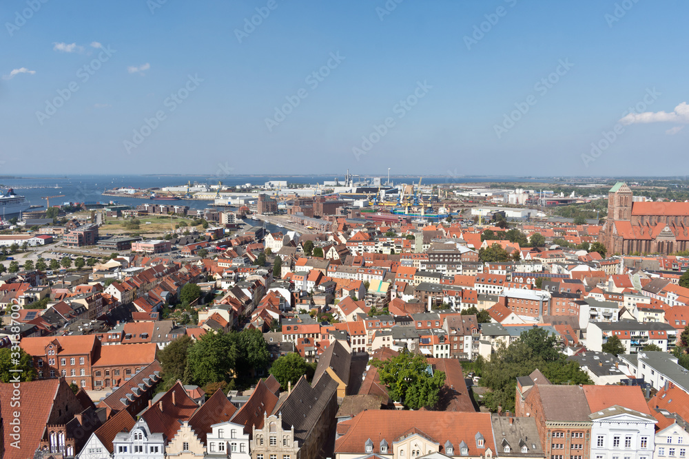 Panoramic View from the St. George´s Church, Wismar, Mecklenburg-Western Pomerania, Germany, Europe