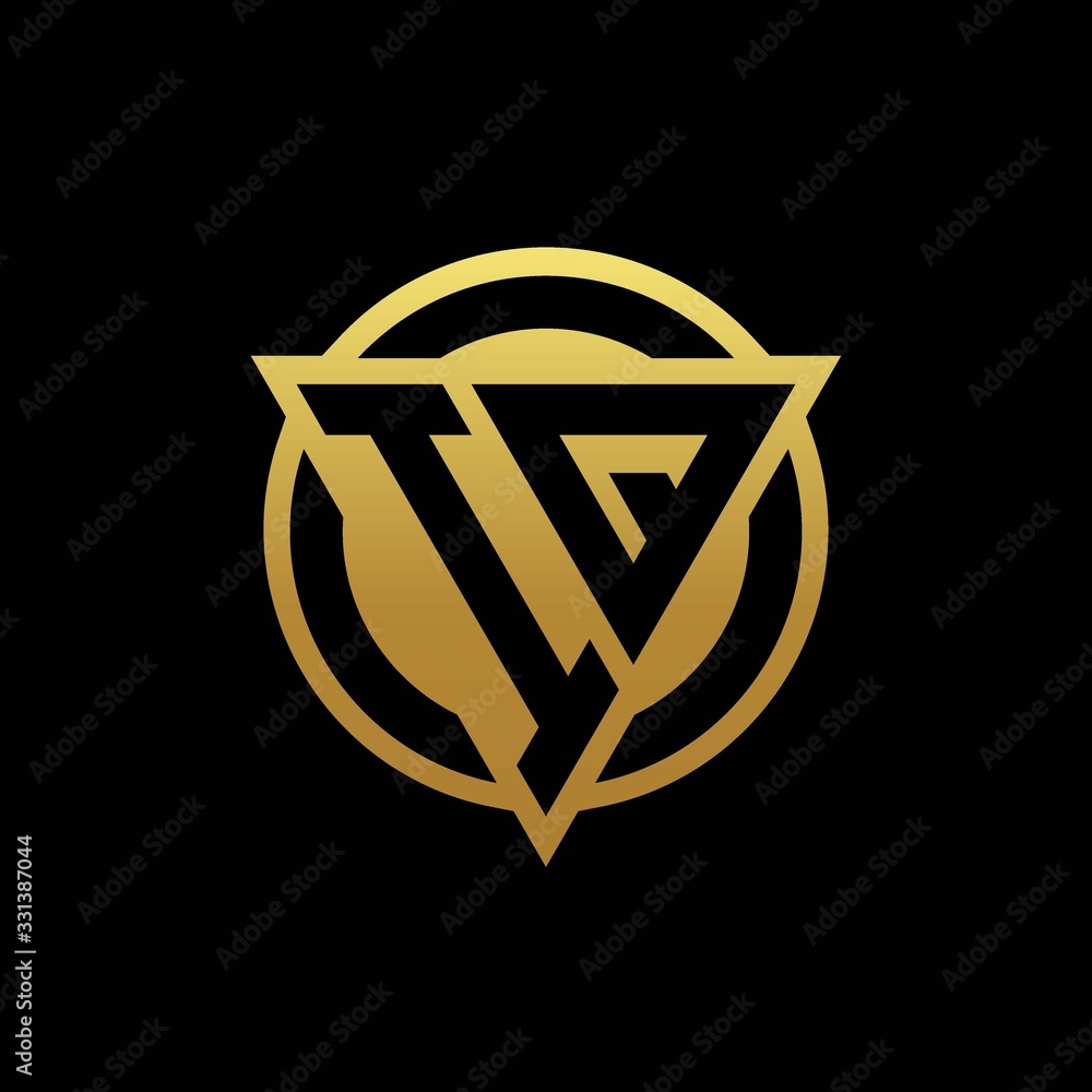IQ logo monogram with triangle shape and circle rounded isolated on gold colors IQ logo monogram with triangle shape and circle rounded isolated on gold colors