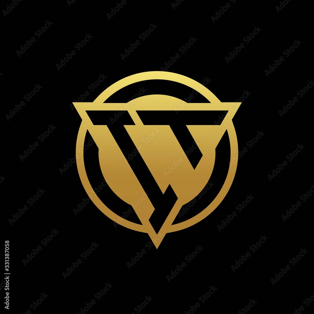 IT logo monogram with triangle shape and circle rounded isolated on gold colors IT logo monogram with triangle shape and circle rounded isolated on gold colors