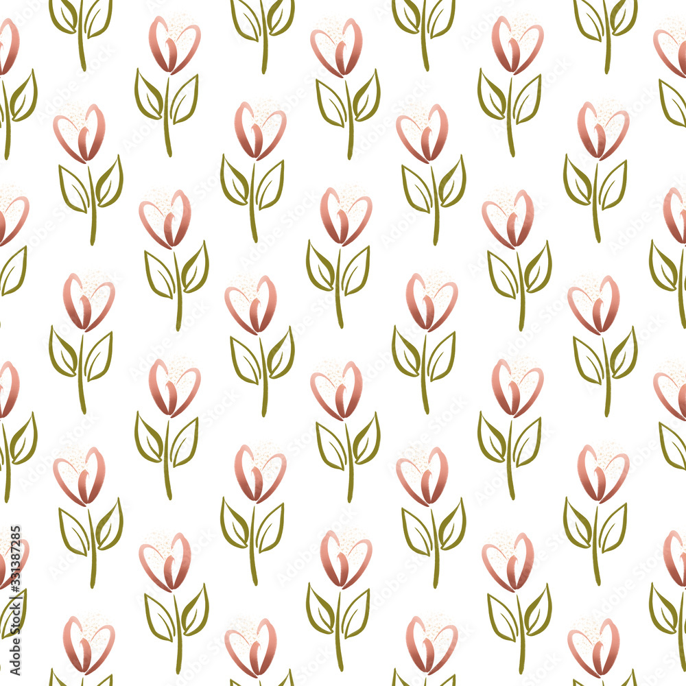 Spring tulip floral seamless pattern, Easter garden flower background Spring tulip floral seamless pattern, Easter garden flower background