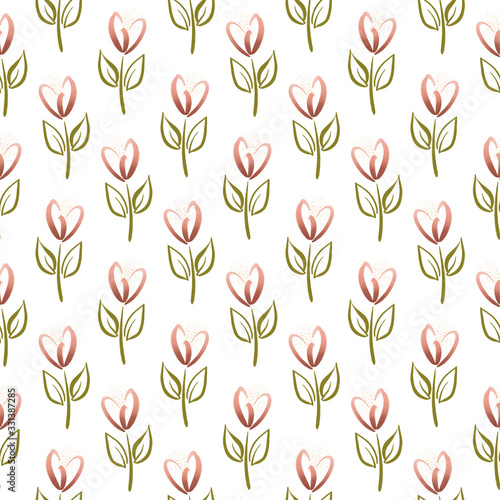 Spring tulip floral seamless pattern  Easter garden flower background