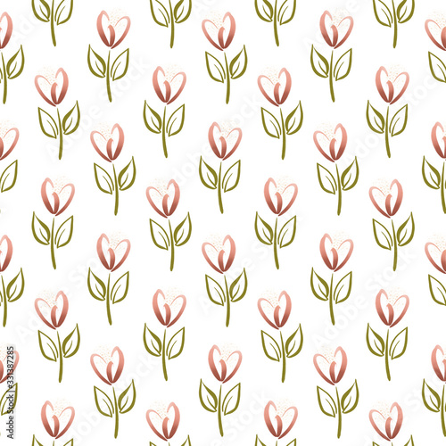 Wallpaper Mural Spring tulip floral seamless pattern, Easter garden flower background Torontodigital.ca