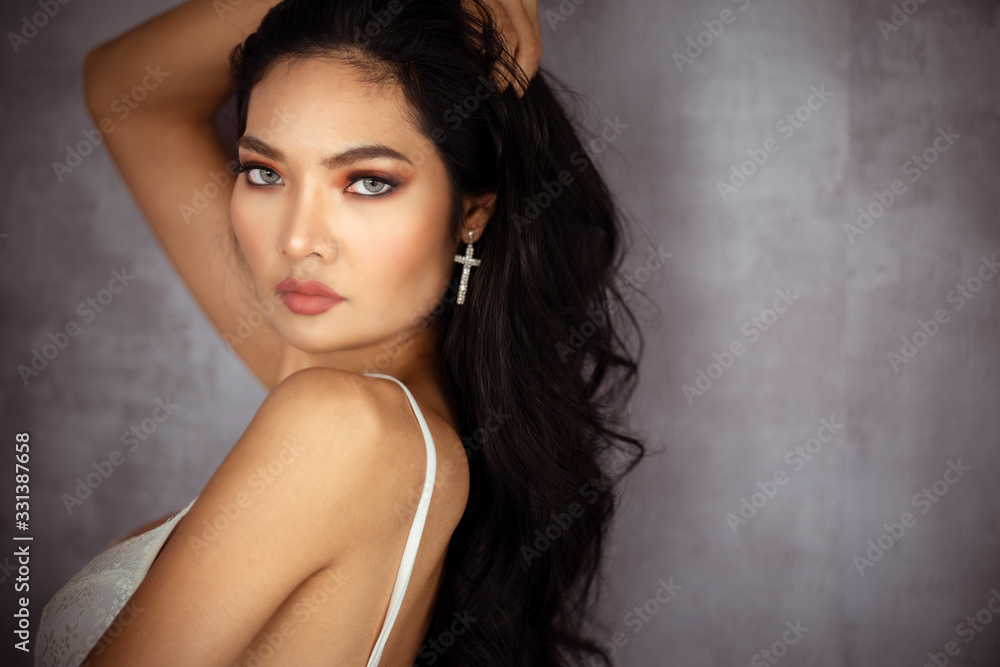 Portrait of beautiful asian sexy girl with long hair using as background woman sexy beauty fashion people model concept. Portrait of beautiful asian sexy girl with long hair using as background woman sexy beauty fashion people model concept.