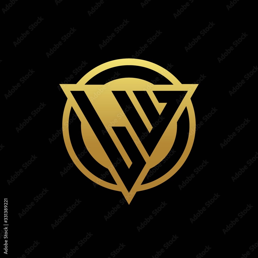 LW logo monogram with triangle shape and circle rounded isolated on gold colors LW logo monogram with triangle shape and circle rounded isolated on gold colors