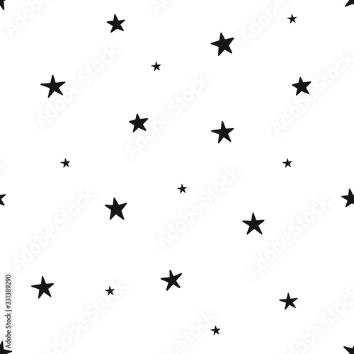Seamless Star Pattern. Black and white vector illustration. © Maksim