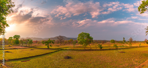 Panoramic View of Beautiful Countryside Landscape in India.