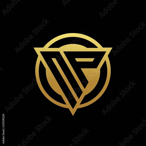 NP logo monogram with triangle shape and circle rounded isolated on gold colors