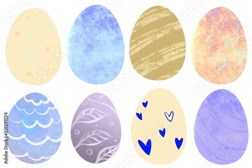 Set of color Easter eggs isolated on a white background