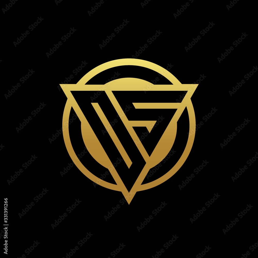 OS logo monogram with triangle shape and circle rounded isolated on gold colors OS logo monogram with triangle shape and circle rounded isolated on gold colors