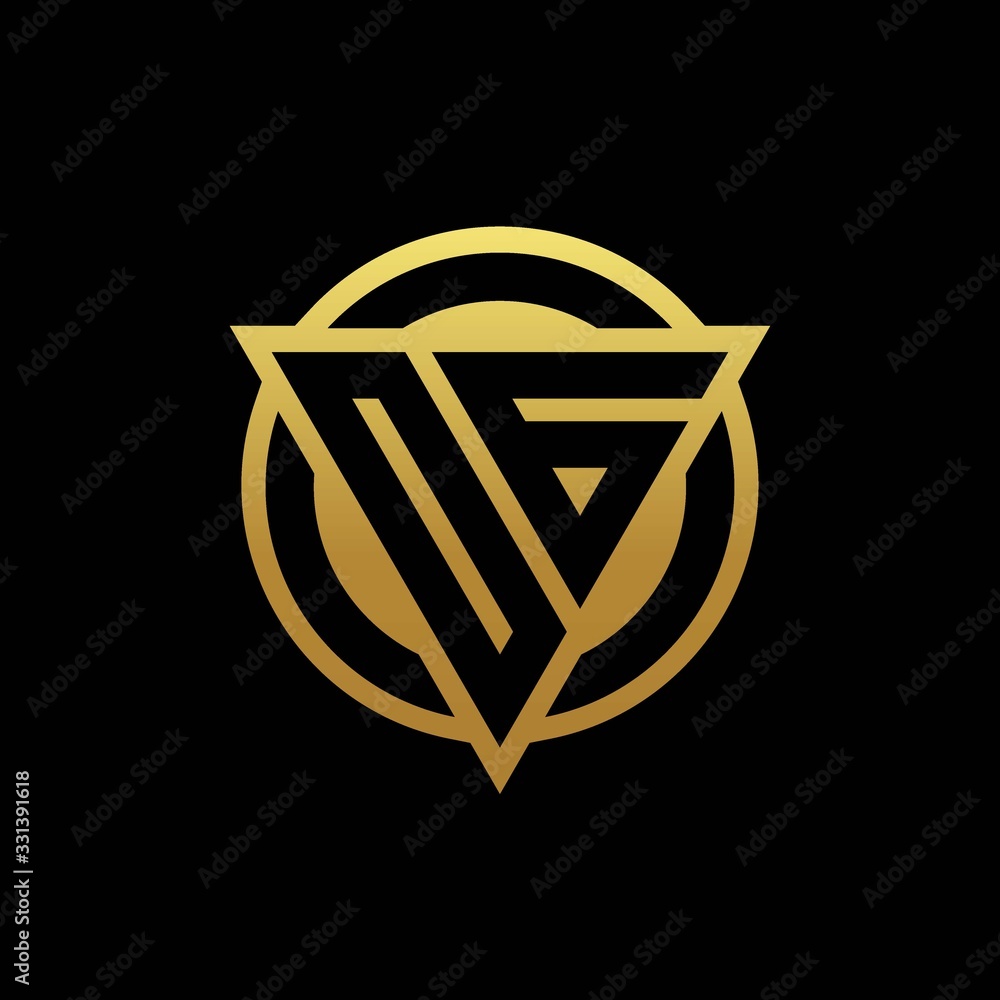 OG logo monogram with triangle shape and circle rounded isolated on gold colors OG logo monogram with triangle shape and circle rounded isolated on gold colors