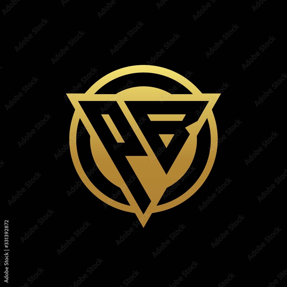PB logo monogram with triangle shape and circle rounded isolated on gold colors PB logo monogram with triangle shape and circle rounded isolated on gold colors