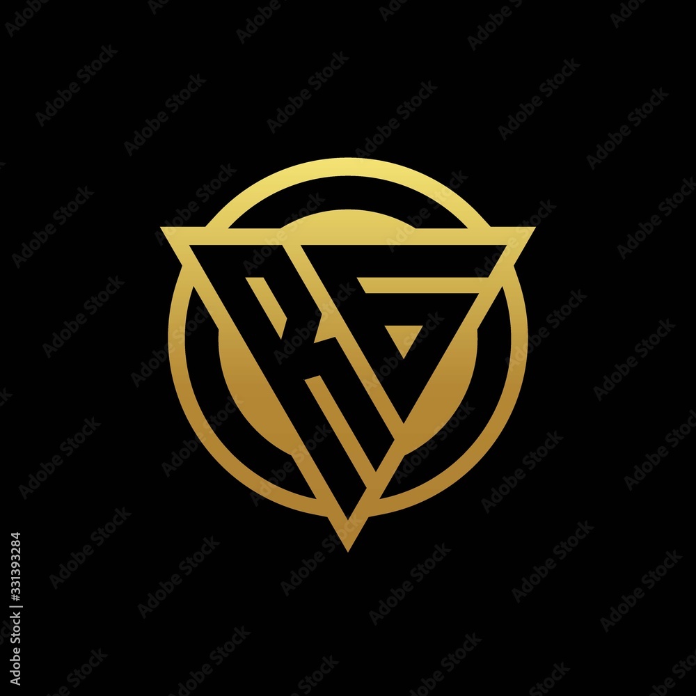 RG logo monogram with triangle shape and circle rounded isolated on gold colors RG logo monogram with triangle shape and circle rounded isolated on gold colors