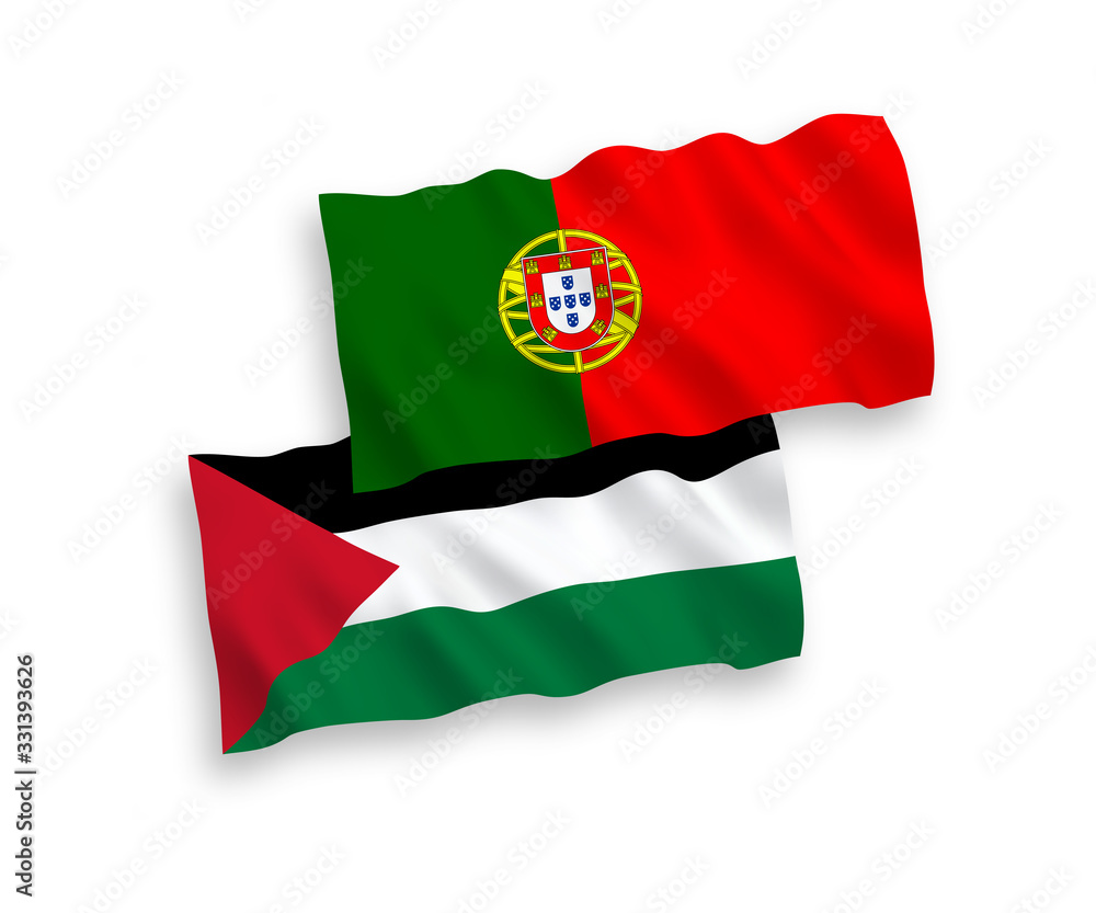 Flags of Portugal and Palestine on a white background