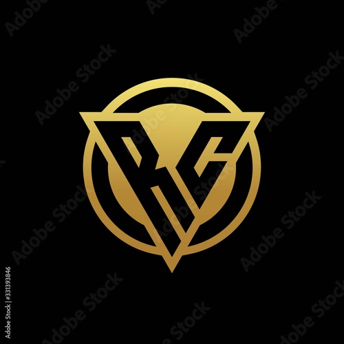 RC logo monogram with triangle shape and circle rounded isolated on gold colors