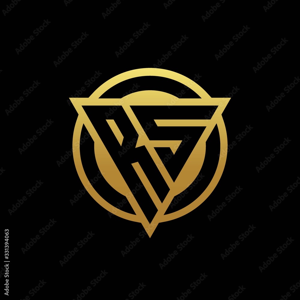 RS logo monogram with triangle shape and circle rounded isolated on gold colors RS logo monogram with triangle shape and circle rounded isolated on gold colors