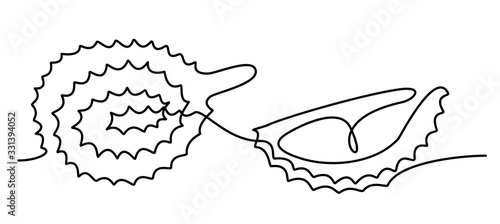 durian fruit in one solid line illustration