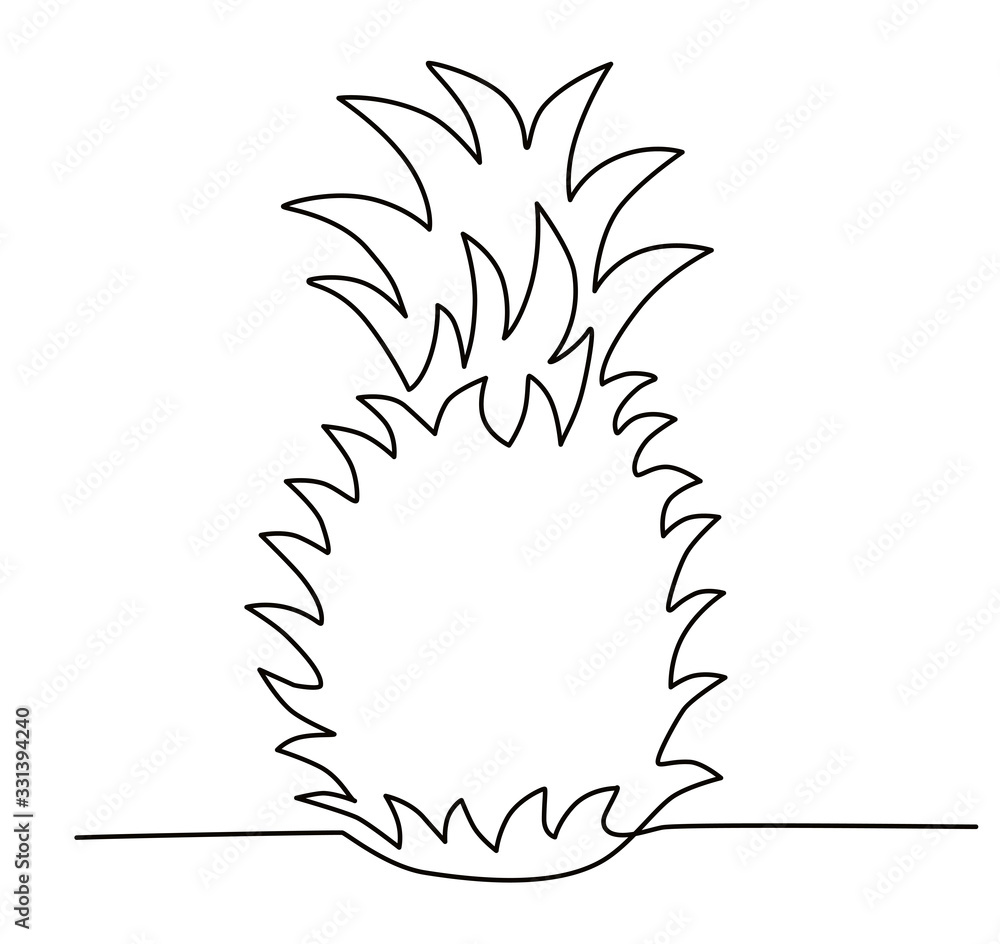 pineapple single solid line vector illustration pineapple single solid line vector illustration