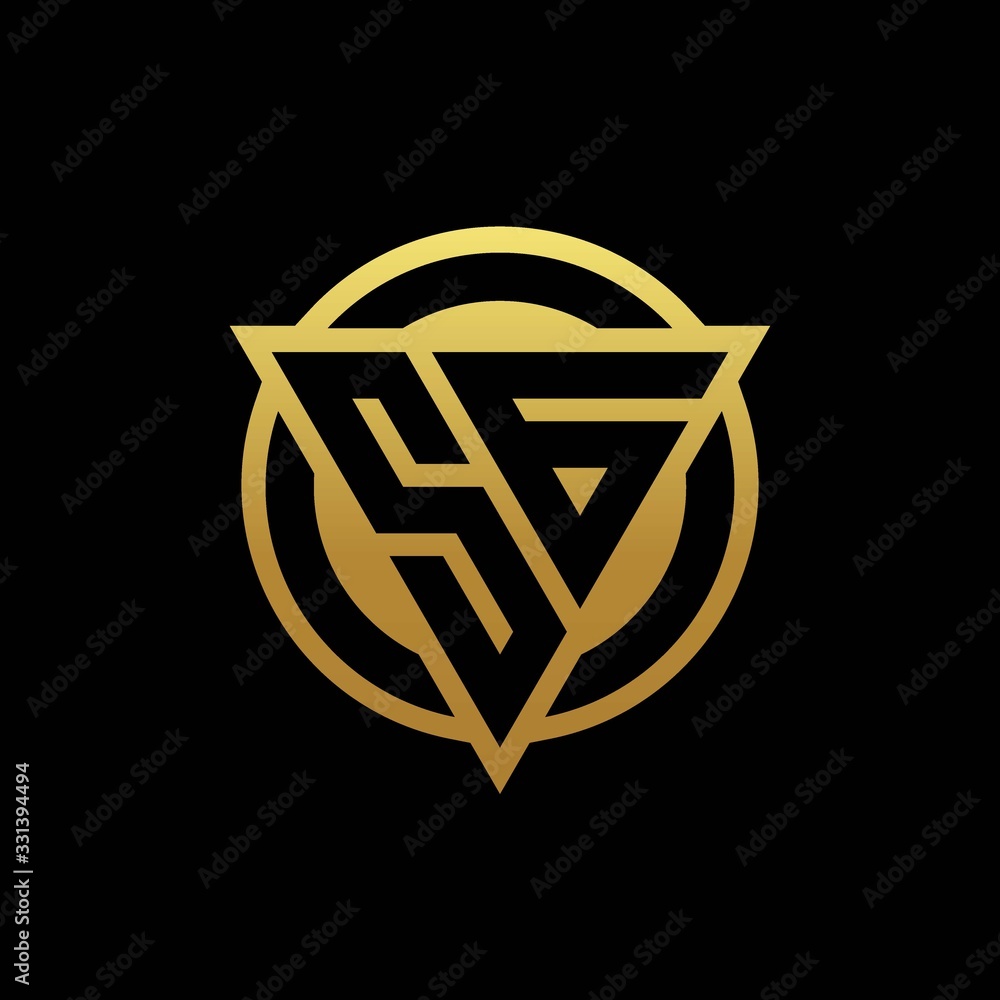 SG logo monogram with triangle shape and circle rounded isolated on gold colors SG logo monogram with triangle shape and circle rounded isolated on gold colors