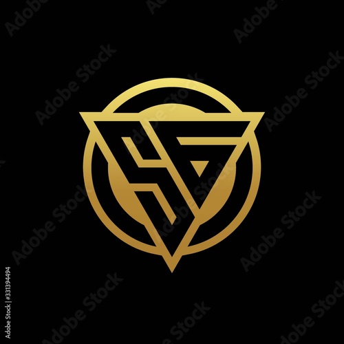 SG logo monogram with triangle shape and circle rounded isolated on gold colors