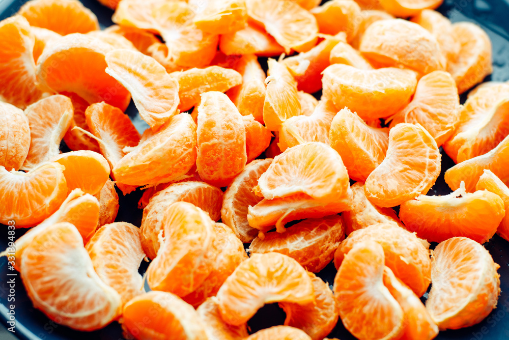 Many mandarin oranges top view Many mandarin oranges top view
