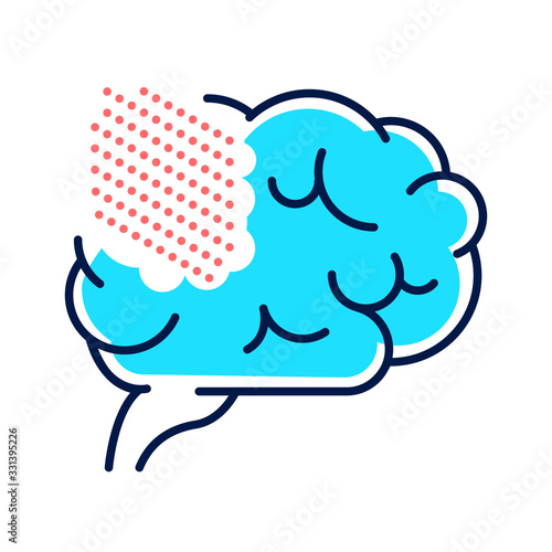 Brain disease alzheimer s line color icon. Human organ concept. Memory loss. Decrease in mental human abilities. Sign for web page, mobile app, button, logo. Editable stroke.