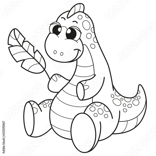 Coloring book for children baby Diplodocus