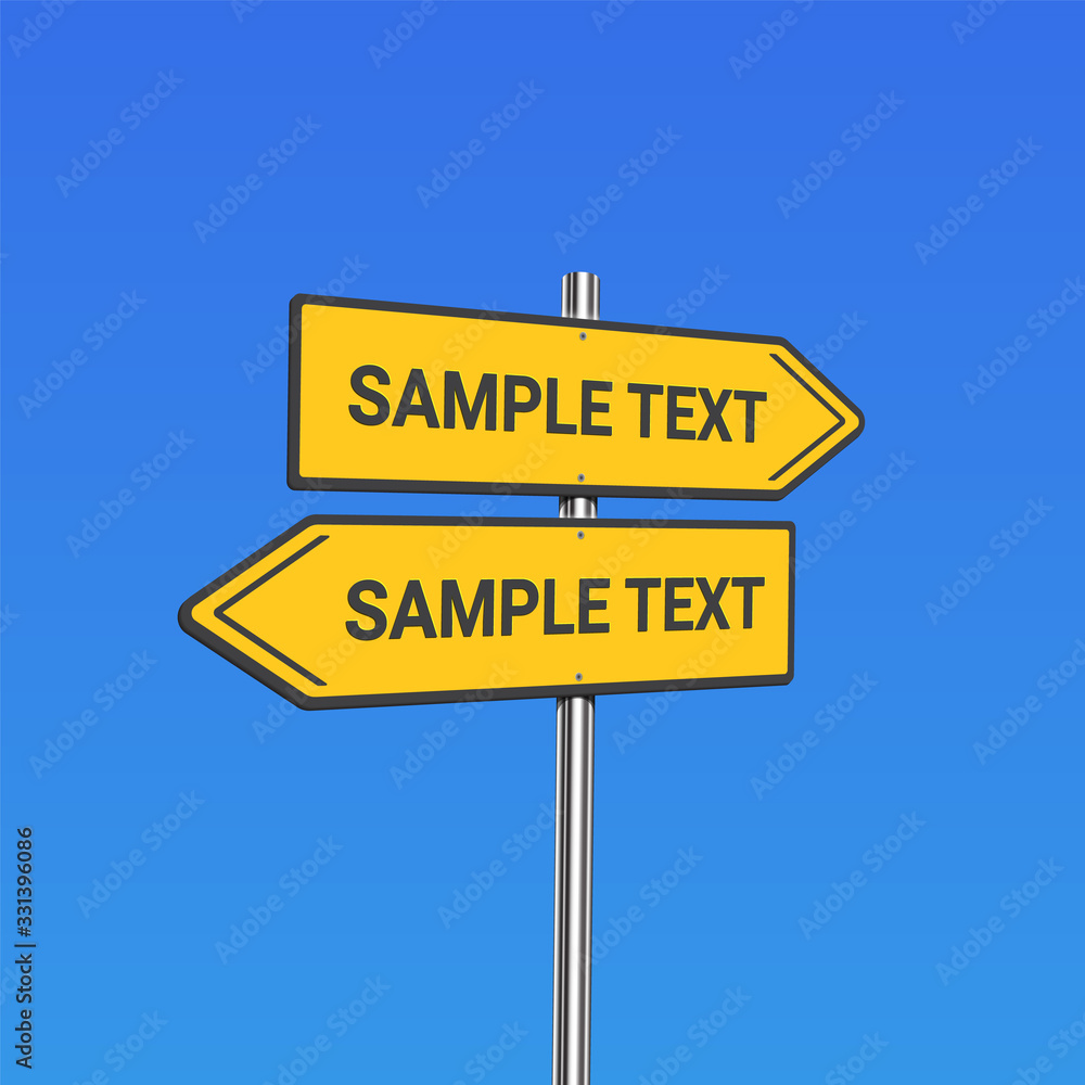 Yellow road signs on a pole, vector illustration Yellow road signs on a pole, vector illustration