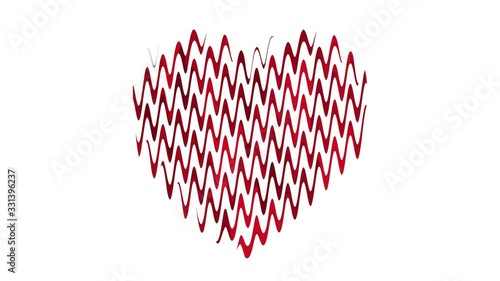 Liquid heart animation with modern red waves on the white background. 4k trendy lovely looped animation. Usable for backgrounds, love story, banners, websites, social media, likes