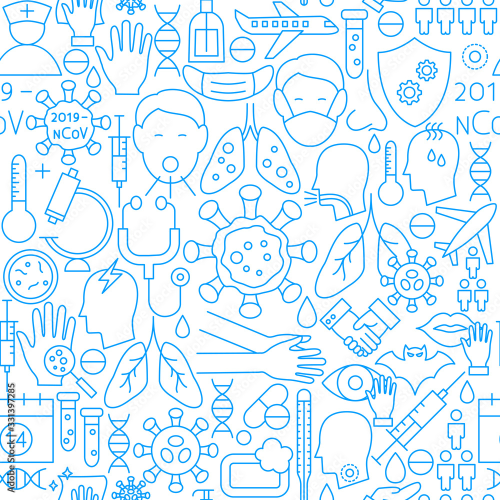 Coronavirus Line Seamless Pattern Coronavirus Line Seamless Pattern